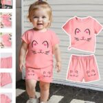 Baby girl cute cat pattern